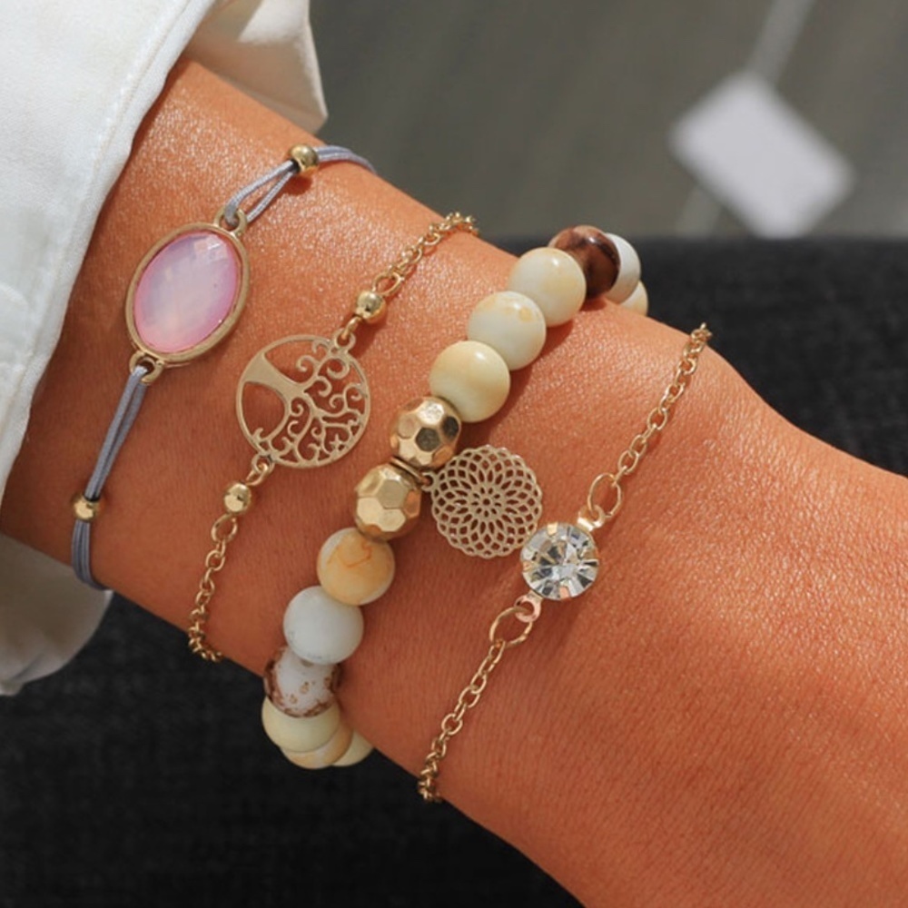*LENNOX* 4-Pc Gold Life Tree Fashion Bracelet Set